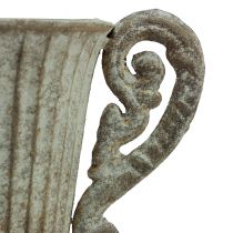 daiktų Dekoratyvinė taurė/taurė, metalinė, sendinto rudo/balto atspalvio, Ø12 cm, aukštis 26 cm, vaza/vazonas/gėlių dekoracija