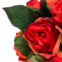 Deco rožių puokštė dirbtinės gėlės rožės raudonos H30cm 8vnt