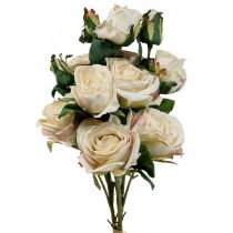 Deco Roses Cream Dirbtinės rožės Šilkinės gėlės 50cm 3vnt