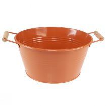 daiktų Dekoratyvinis dubuo su rankenomis metalinis oranžinės rudos spalvos Ø29cm H14,5cm