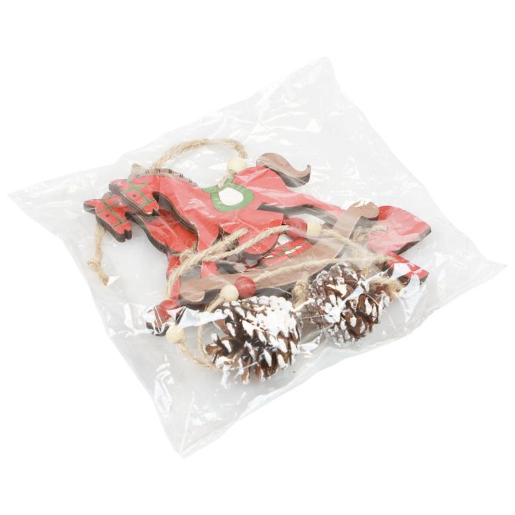 daiktų Dekoratyvinis supamasis arklys Medinis pakabinamas dekoras Kalėdinis raudonas 37cm 2vnt