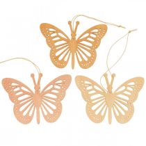 daiktų Deco drugeliai deko kabykla oranžinė/rožinė/geltona 12cm 12vnt