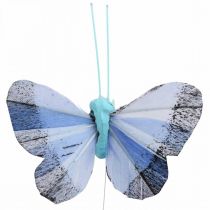 daiktų Deco butterflies plunksna drugelis rožinė, mėlyna 6cm 24psl
