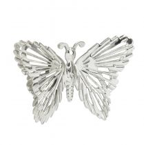 daiktų Dekoratyviniai drugeliai metaliniai pakabinami papuošimai sidabriniai 5cm 30vnt
