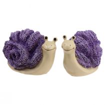 daiktų Dekoratyvinės sraigės dekoratyvinės figūrėlės violetinės smėlio spalvos levandos 12cm 2vnt