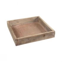 daiktų Dekoratyvinis padėklas kvadratinis medinis padėklas natūralus 20×20×3,5cm 2vnt