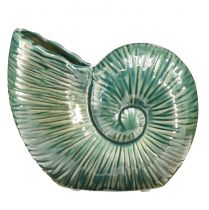Dekoratyvinė vaza sraigės kiautas keraminė žalia 18x8,5x15,5cm