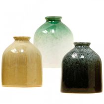 Dekoratyvinės vazos, keraminių vazų komplektas apvalus H9,5cm Ø8cm 3vnt