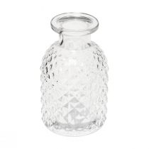 daiktų Dekoratyvinės vazos mini stiklas skaidrus retro deimantas Ø5,5cm H9cm 6 vnt