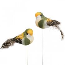 Deco birds mini paukštis ant vielos spyruoklinė dekoracija 3×6cm 12vnt