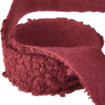 daiktų Dekoratyvinė juostelė Bordo vilnos imitacijos plati audinio juostelė 40 mm 8 m