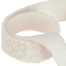 daiktų Dekoratyvinė kreminė plati vilnos imitacijos audinio juostelė 40 mm 8 m
