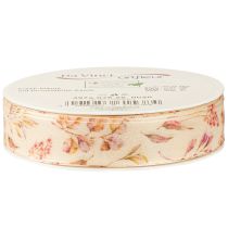 daiktų Dekoratyvinė juostelė rudeninė dekoratyvinė audinio juostelė smėlio spalvos senovinė rožinė 25mm 20m