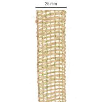 daiktų Žalia džiuto dekoratyvinė juostelė, natūrali, 25 mm pločio, 10 m ilgio