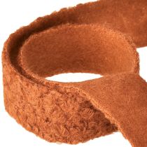 daiktų Dekoratyvinė rausvai ruda plati audinio juostelė, vilnos imitacijos, 40 mm, 8 m