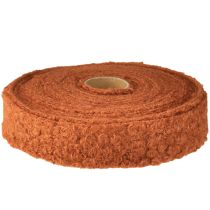 daiktų Dekoratyvinė rausvai ruda plati audinio juostelė, vilnos imitacijos, 40 mm, 8 m