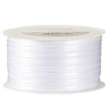 daiktų Dekoratyvinė atlasinė juostelė, balta dviguba atlasinė juostelė, 3 mm, 50 m