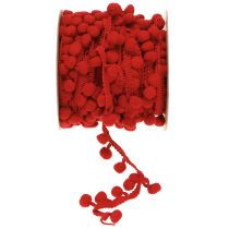 daiktų Dekoratyvinė juostelė su pomponais Pom Pom Ribbon Raudona 20mm 15m