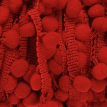daiktų Dekoratyvinė juostelė su pomponais Pom Pom Ribbon Raudona 20mm 15m