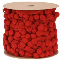 daiktų Dekoratyvinė juostelė su pomponais Pom Pom Ribbon Raudona 20mm 15m