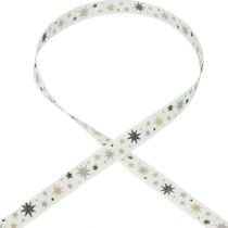 daiktų Kaspinas Kalėdų dovanų kaspinas baltos žvaigždės raštas 15mm 20m