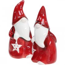 daiktų Kalėdų Senelio figūrėlė Nikolajus raudona, balta keramika H13,5cm 2vnt