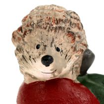 Dekoratyvinė ežiuko figūrėlė ant obuolio 7,5 cm keramika