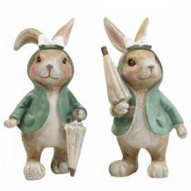 Deco figūrėlės deko triušiukas su skėčiu H10,5cm 4vnt