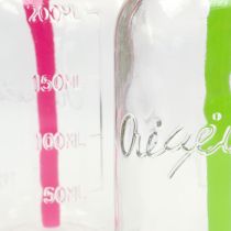 Dekoratyviniai buteliai su dangteliais ir šiaudeliais H14,5cm