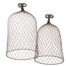 daiktų Dekoratyvinis metalinis varpelis, laipiojimo pagalvėlė, vielinis gaubtas, rudas, rūdžių spalvos, aukštis 50/41 cm, Ø 30/25 cm, 2 vnt. rinkinys