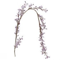 daiktų Dekoratyvinė kabykla uogų šakelė balta violetinė žiemos šerkšnas 130cm