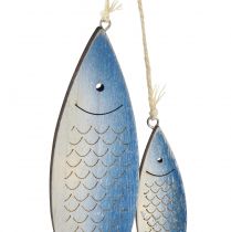 daiktų Dekoratyvinės kabyklos žuvytės mėlynos baltos žvyneliai 11,5/20cm rinkinys po 2 vnt