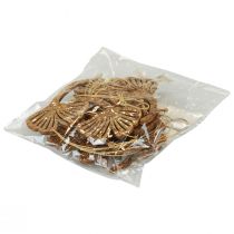 daiktų Deco kabykla medinė gingko deco gingko lapų auksinė 5x6,5cm 12 vnt