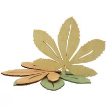 daiktų Dekoratyvinė kabykla medžio rudens lapai žalia natūrali ruda 12x10cm 12 vnt