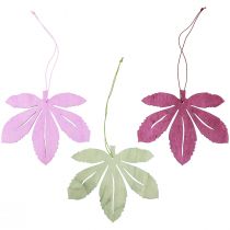 Deco kabykla medžio rudeniniai lapai rožinė violetinė žalia 12x10cm 12vnt