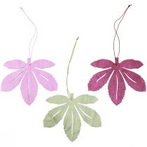 daiktų Dekoratyvinė kabykla medžio rudens lapai rožinė violetinė žalia 12x10cm 12 vnt