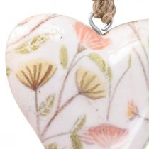 Deco kabykla medinė širdelė deko pakabos motyvas gėlės 7x10x2,5cm