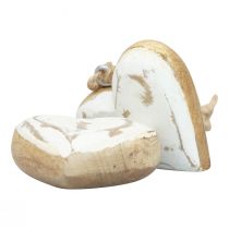 daiktų Dekoratyvinės pakabos medinės medinės širdelės natūralaus balto aukso vintage 6cm 8 vnt
