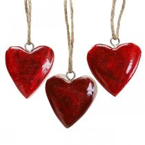 Dekoratyvinė kabykla medinės širdelės dekoratyvinės širdelės raudonos Ø5–5,5cm 12 vnt