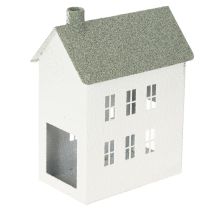 daiktų Dekoratyvinis metalinis namelio formos namelis su langais ir kaminu, 22 cm