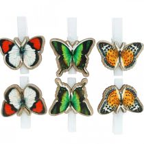 Dekoratyvinis segtukas drugelis, dovanų dekoravimas, pavasaris, drugeliai iš medžio 6vnt