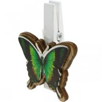 Dekoratyvinis segtukas drugelis, dovanų dekoravimas, pavasaris, drugeliai iš medžio 6vnt