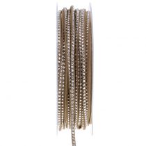 Dekoratyvinis virvelė odinė virvelė ruda su kniedėmis 3mm 15m