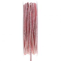 Dekoratyvinis virvelė odinė virvelė rožinė su kniedėmis 3mm 15m