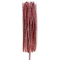 Dekoratyvinis virvelė odinė virvelė raudona su kniedėmis 3mm 15m