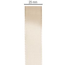 daiktų Dekoratyvinė atlasinė smėlio spalvos taftos juostelė 25 mm 50 m