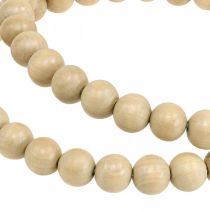 daiktų Dekoratyvinis žiedas iš medinių karoliukų, natūralaus stiliaus, kabantis dekoras, stalo puošmena, Ø19,5 cm, 2 vnt. rinkinys, medis ir metalas