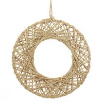 daiktų Dekoratyvinis žiedas džiutu dengtas pakabinamas dekoras Boho dekoracija Ø28cm 4vnt