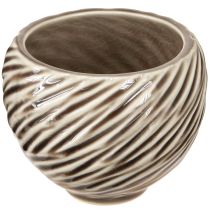 daiktų Dekoratyvinis dubuo Keraminis Spiralinis dekoras Beige Brown Ø9cm 4vnt