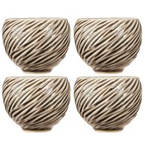 daiktų Dekoratyvinis dubuo Keraminis Spiralinis dekoras Beige Brown Ø9cm 4vnt